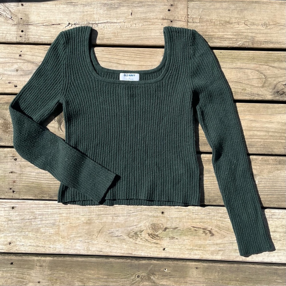 Forest Green Ribbed Knit Sweater